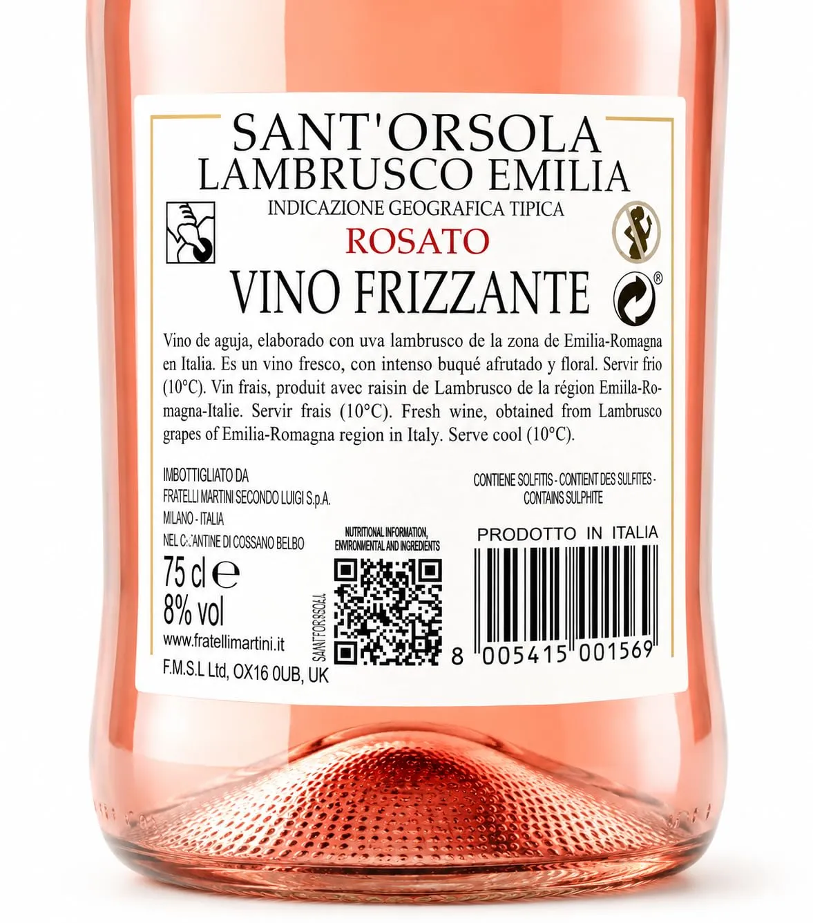 Sant'Orsola Lambrusco Emilia Rosé Frizzante 6x750 ml Fruttato
