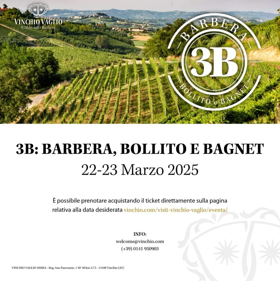 Vinchio Vaglio 3B Barbera Bollito Bagnet evento pranzo 23/03/25