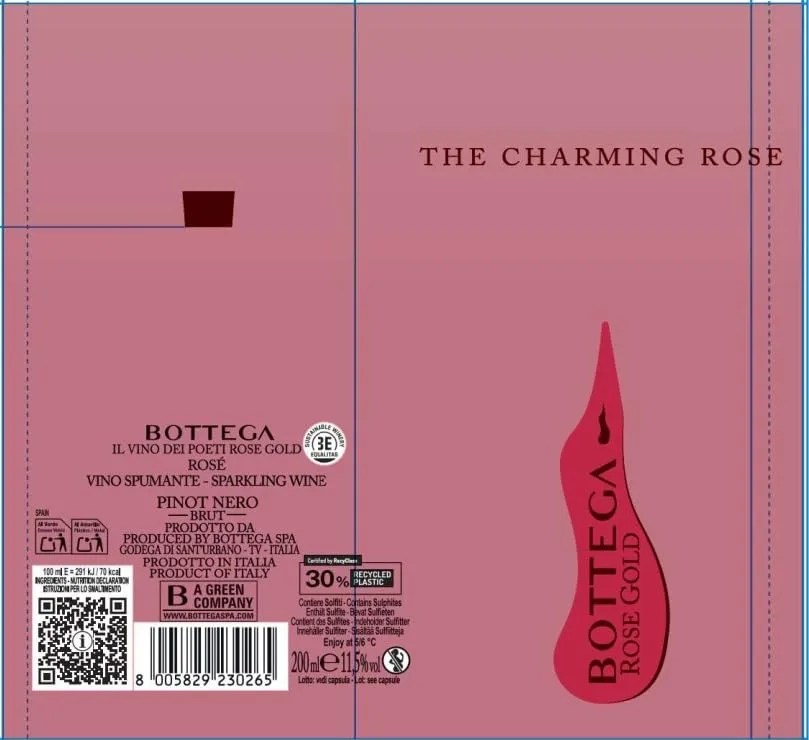 Bottega Rose Gold Pinot Nero spumante 200ml rosé brut