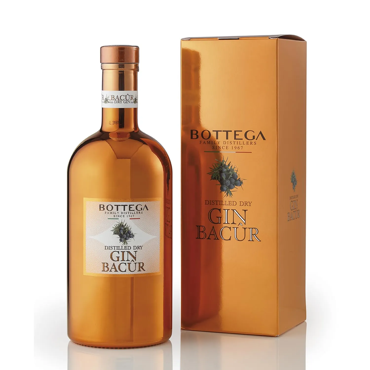 Bottega Bacûr Dry Gin gift 500 ml + 2 bicchieri italiani